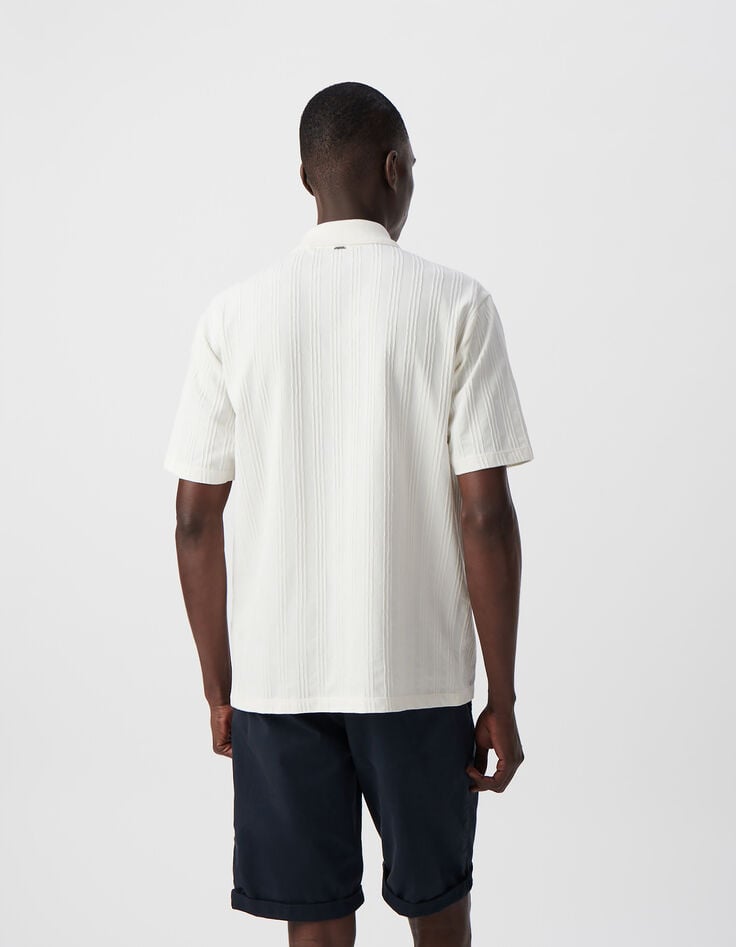 Ikks Chemise SLIM Blanc Cassé Maille Jeux De Rayures Homme