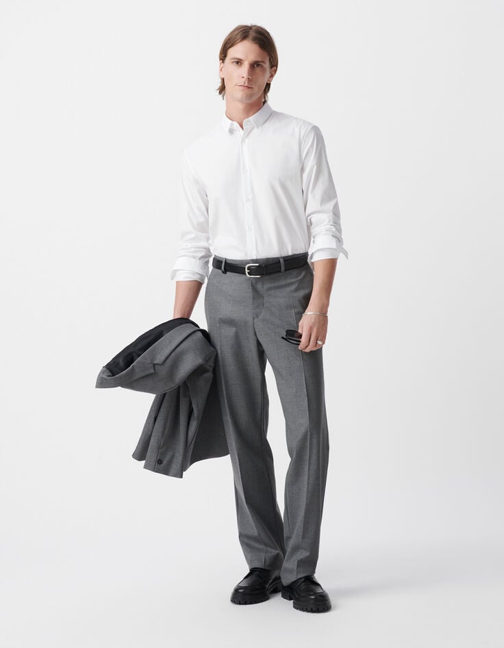 Ikks Chemise SLIM Blanche Avec Ligne Noire BasIKKS Homme