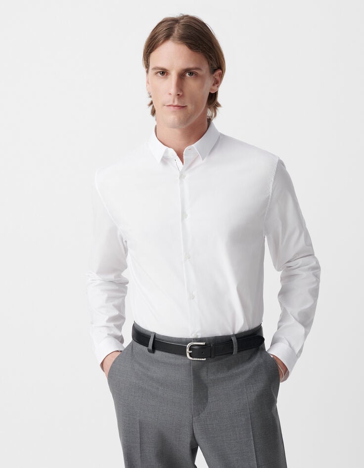 ikks Chemise SLIM blanche avec ligne noire BasIKKS Homme