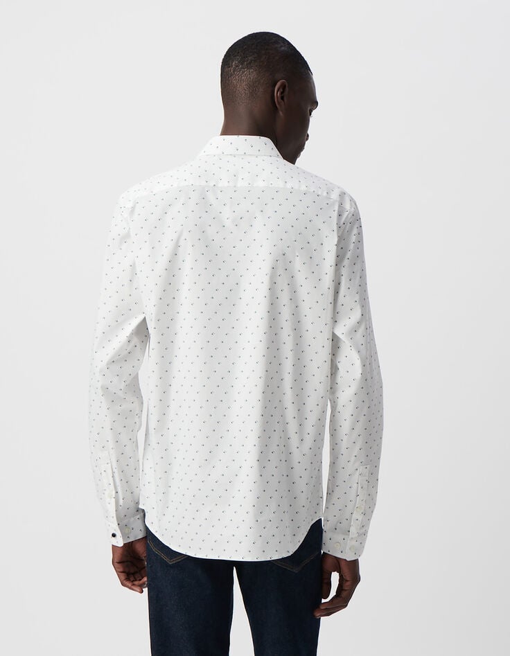 Ikks Chemise SLIM Blanche Imprimé Minimaliste Lunes Homme