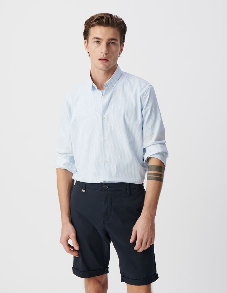 Ikks Chemise SLIM Ciel Motif Rayures Aquarellées Homme