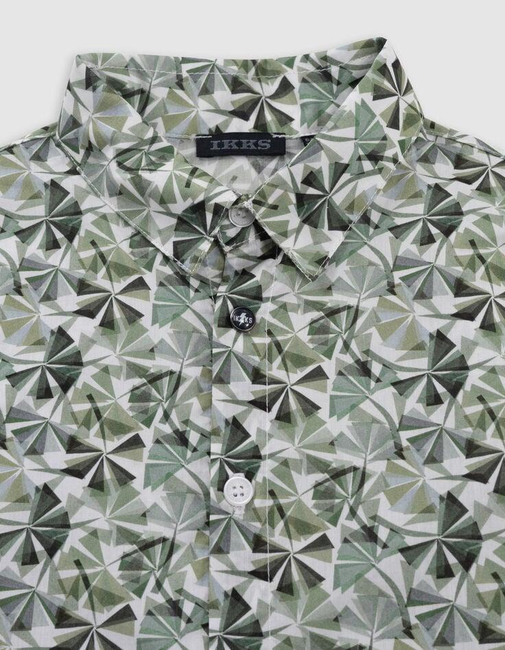 Ikks Chemise Verte Tissu Liberty Motif Prisme Garçon
