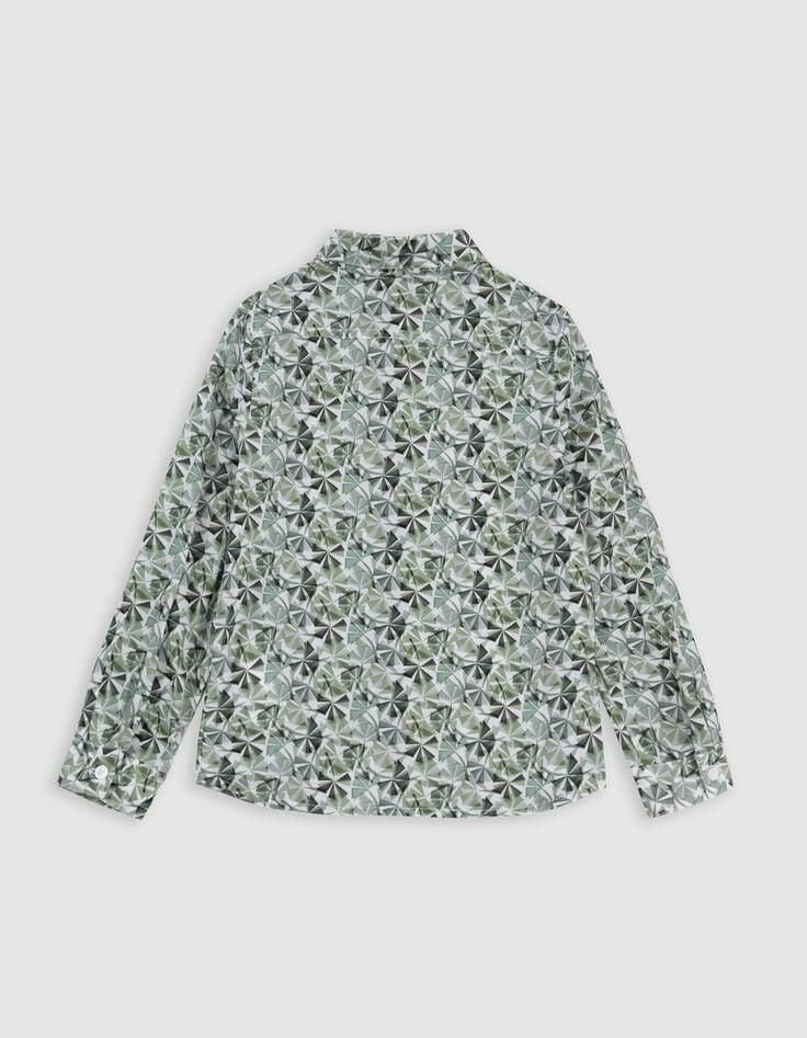 Ikks Chemise Verte Tissu Liberty Motif Prisme Garçon
