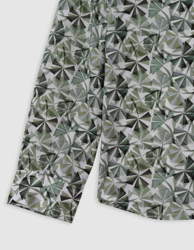 Ikks Chemise Verte Tissu Liberty Motif Prisme Garçon