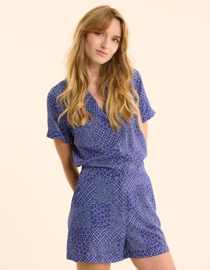 Ikks Combi-short Marine Imprimé Patchwork Graphique I.Code