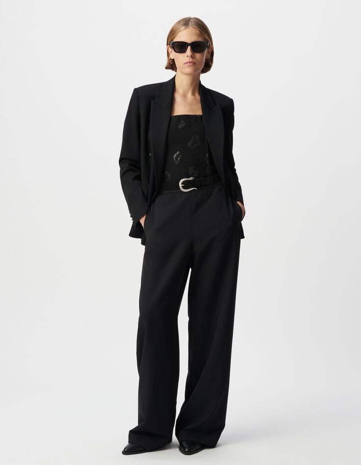 Ikks Combinaison-bustier Noire Motif Léopard Brodé Sequins Femme