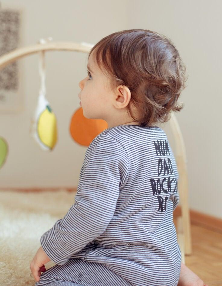 ikks Combinaison gris chiné rayé print dos coton bio bébé