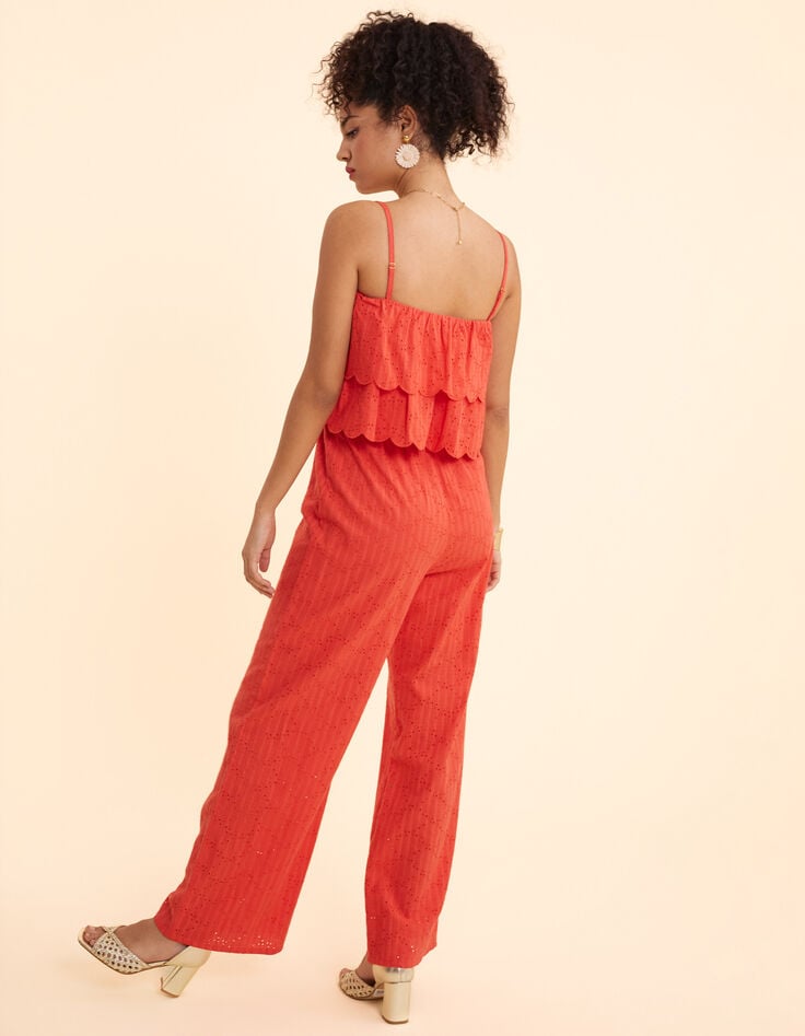 Ikks Combinaison-pantalon Rouge Broderie Anglaise I.Code