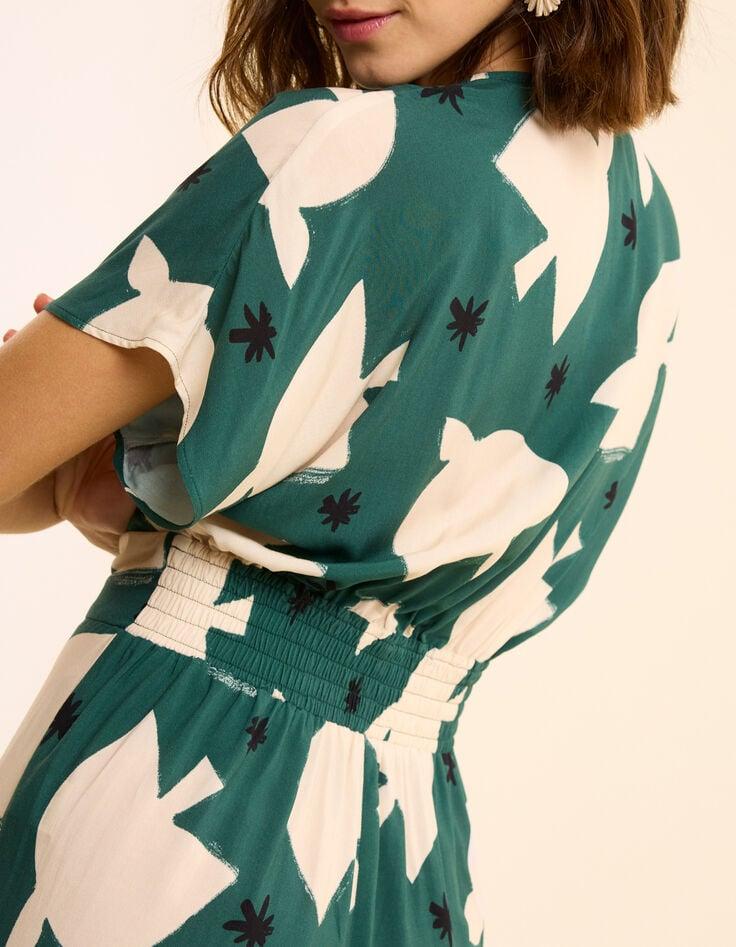 Ikks Combinaison-pantalon Verte Imprimé Maxi Oiseaux I.Code