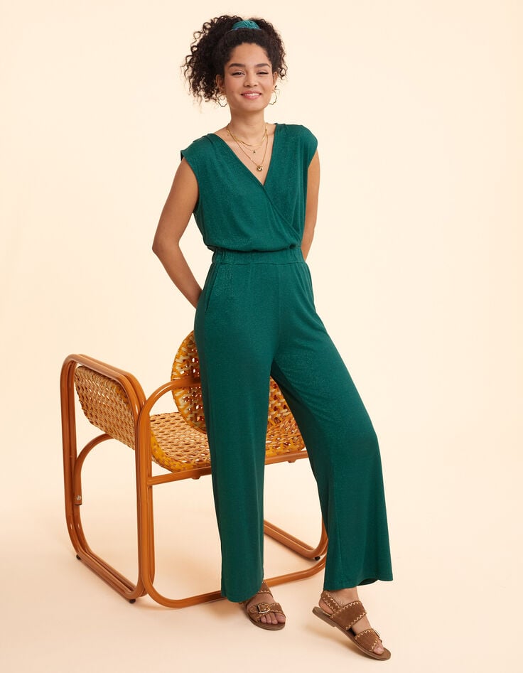 ikks Combinaison-pantalon verte lurex nid d'abeille I.Code