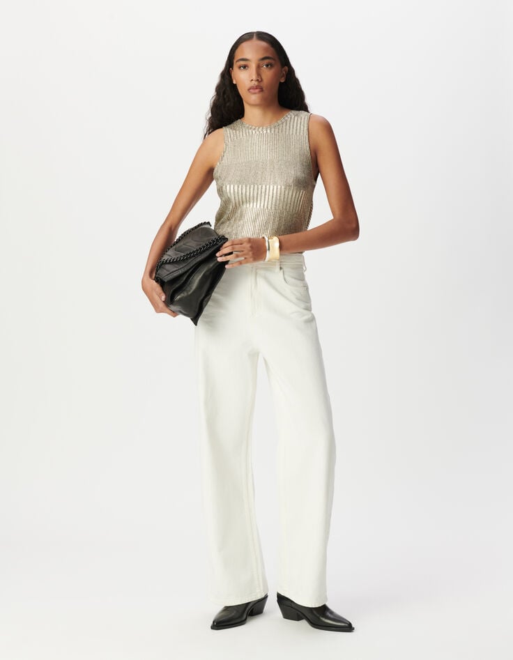 ikks Débardeur doré maille métallisée noeud dos Femme