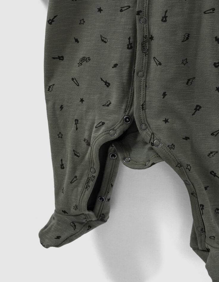 Ikks Dors-bien Kaki Clair Imprimé Rock Coton Bio Bébé