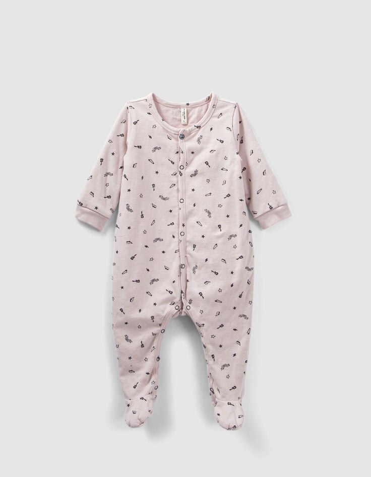 ikks Dors-bien rose pâle imprimé rock coton bio bébé