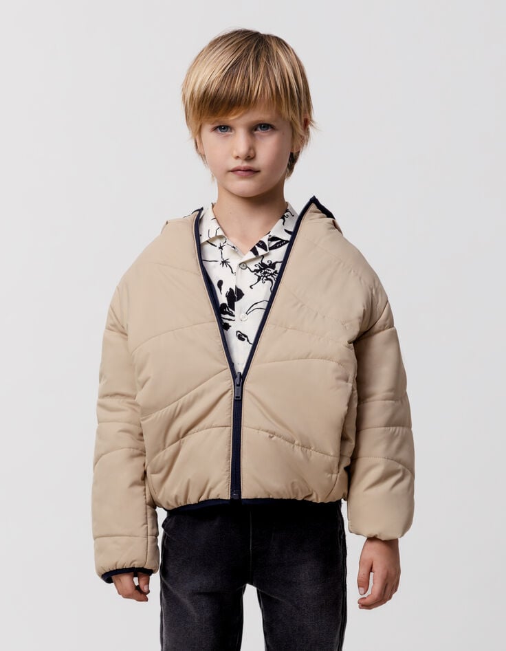 ikks Doudoune réversible beige et marine recyclée garçon