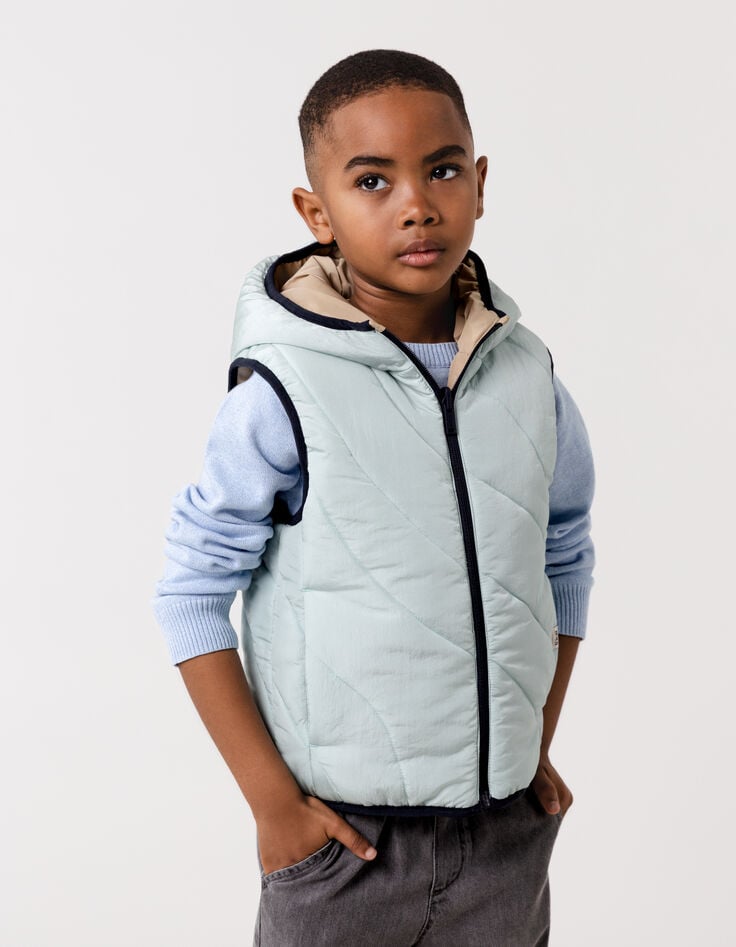 ikks Doudoune réversible beige et vert d'eau garçon