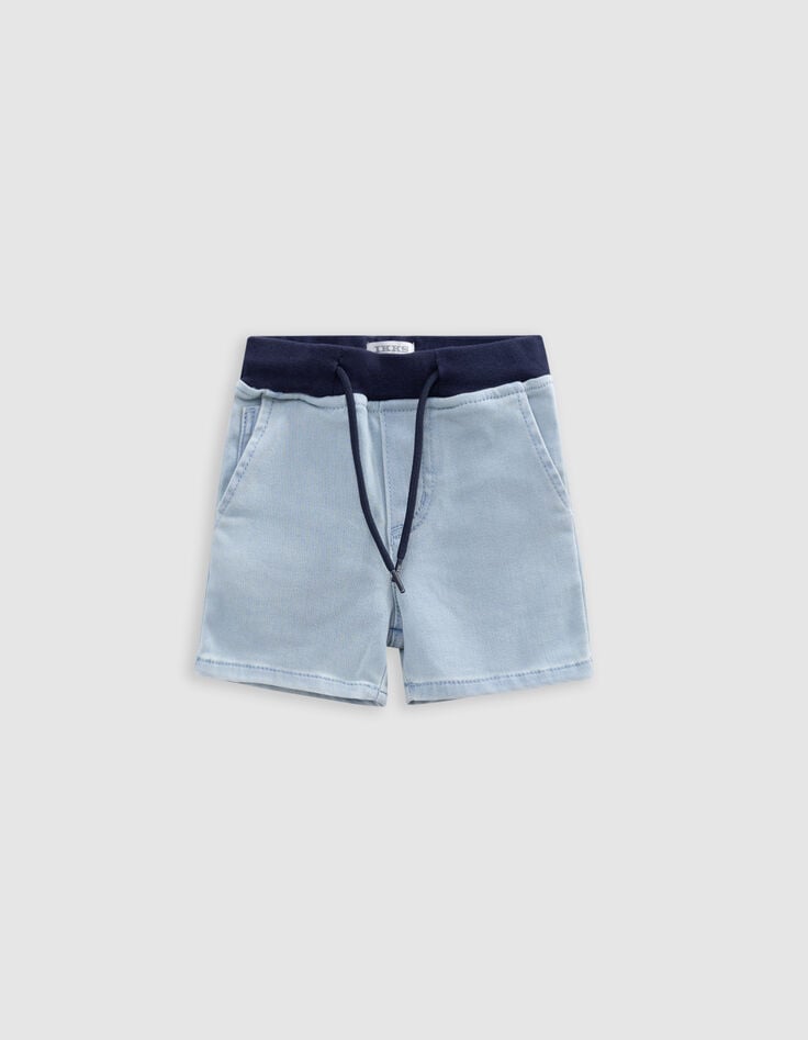 Ikks Ensemble Bermuda Bleu Et T-shirt Blanc Bébé Garçon