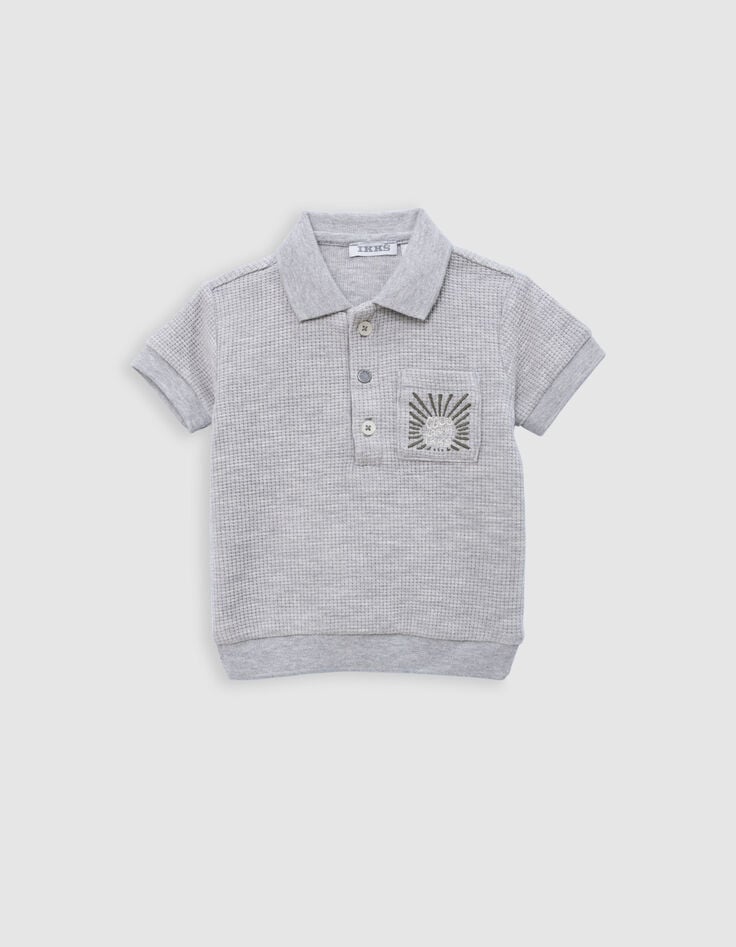 Ikks Ensemble Bermuda Kaki Et Polo Gris Bébé Garçon