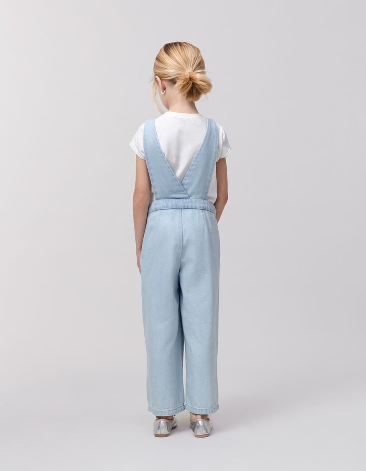 Ikks Ensemble Salopette En Jean Bleu Waterless Et T-shirt Fille