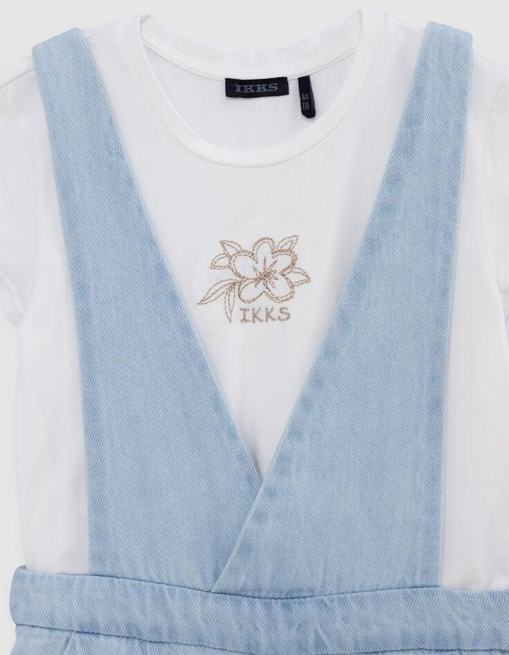 Ikks Ensemble Salopette En Jean Bleu Waterless Et T-shirt Fille