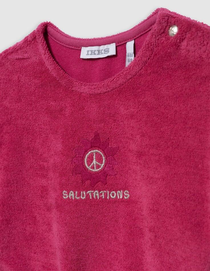 Ikks Ensemble Short Et T-shirt Rose En éponge Bébé Fille