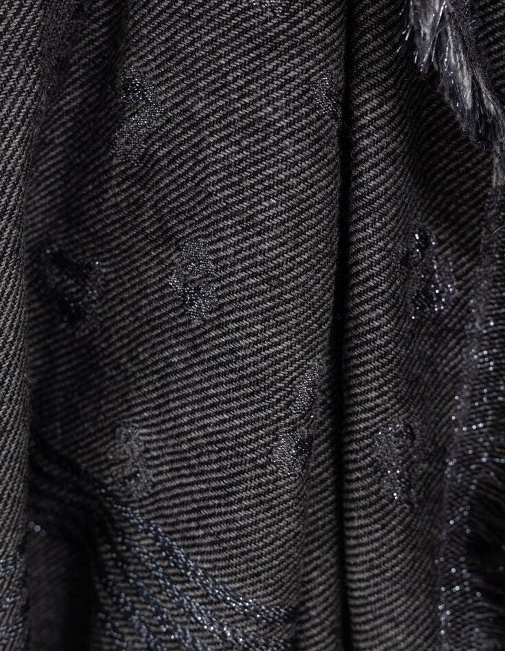 Ikks Etole Grise Jacquard Motif Léopard Et Rayures Lurex Femme