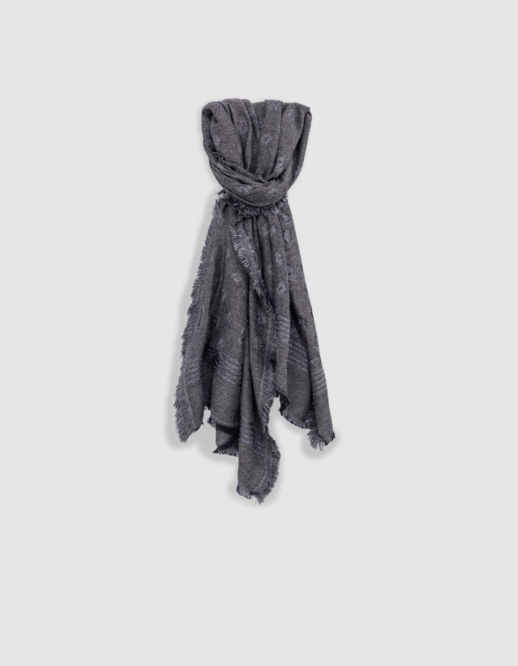 ikks Etole grise jacquard motif léopard et rayures lurex Femme