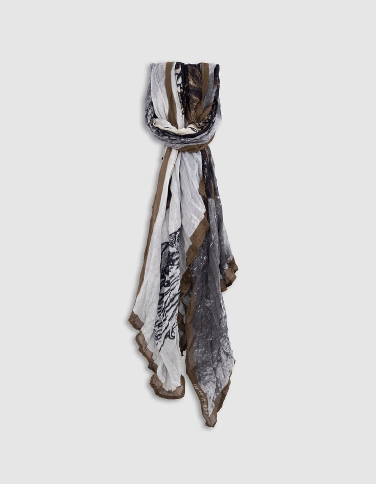 ikks Foulard beige visuel arty Joconde-dragon Homme