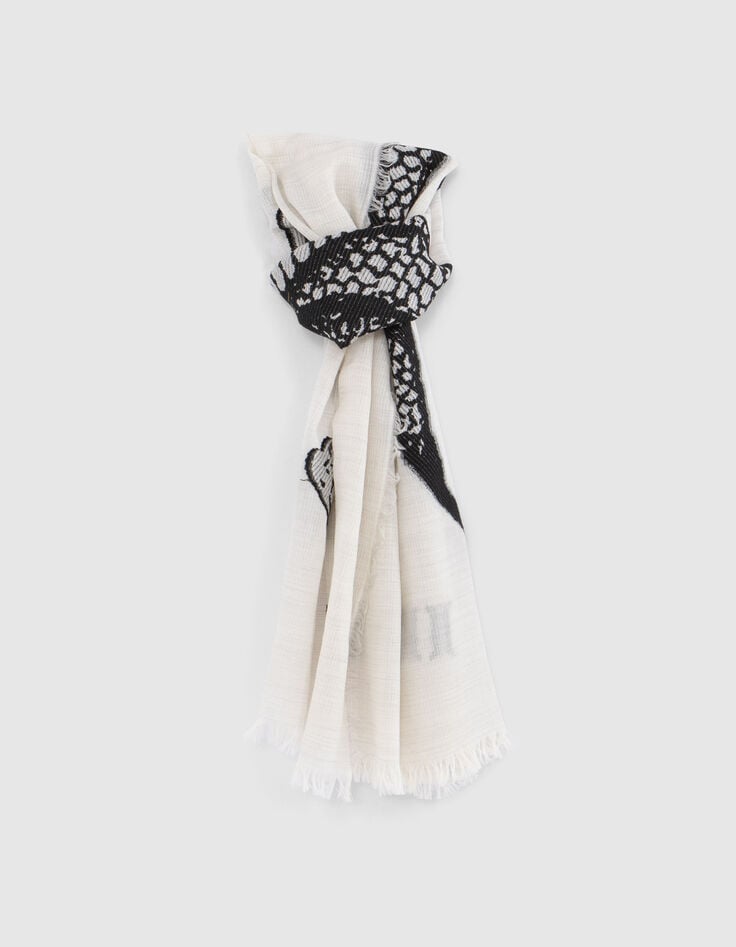 ikks Foulard blanc cassé jacquard snake double face Femme