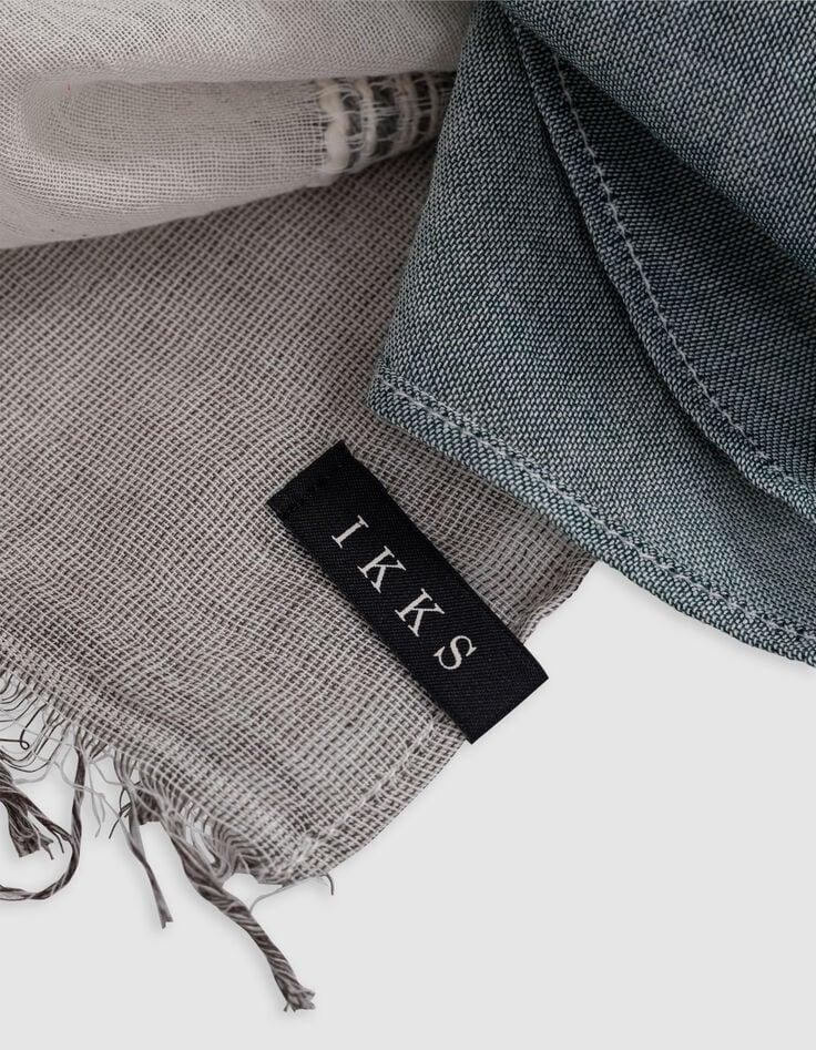 Ikks Foulard Bleu Gris Motif Rayures Détails Broderies Homme