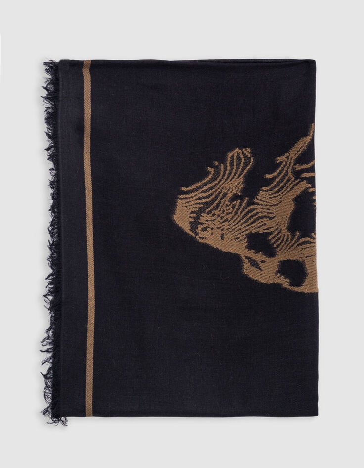 Ikks Foulard Camel Jacquard Têtes De Mort écrues Femme