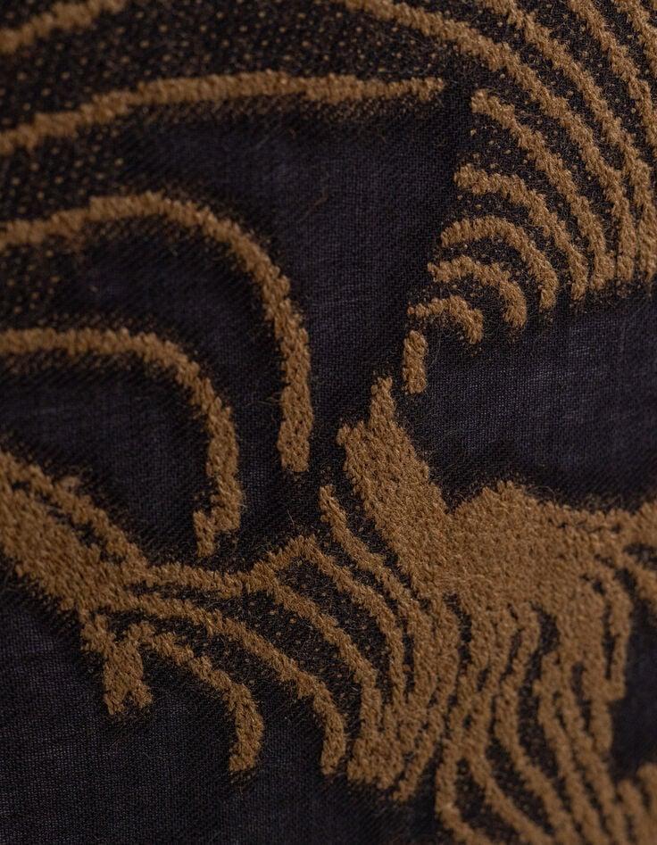 Ikks Foulard Camel Jacquard Têtes De Mort écrues Femme