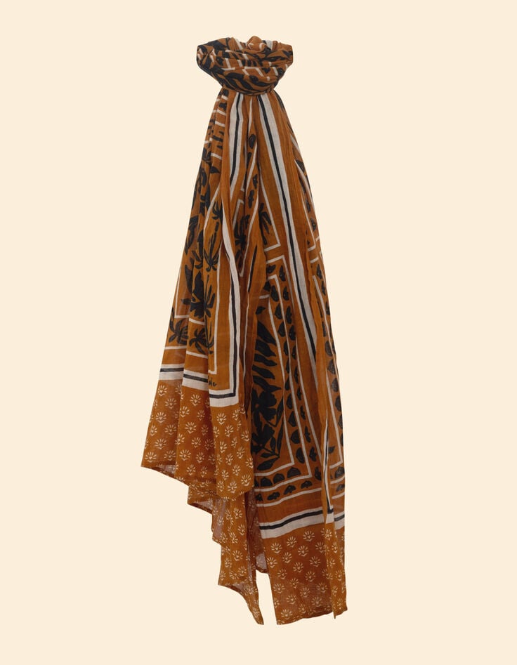 Ikks Foulard Camel Mix Floral Cœur Et Bandana Végétal I.Code