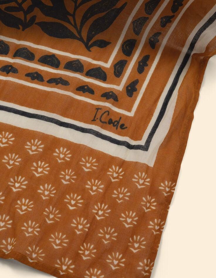 Ikks Foulard Camel Mix Floral Cœur Et Bandana Végétal I.Code
