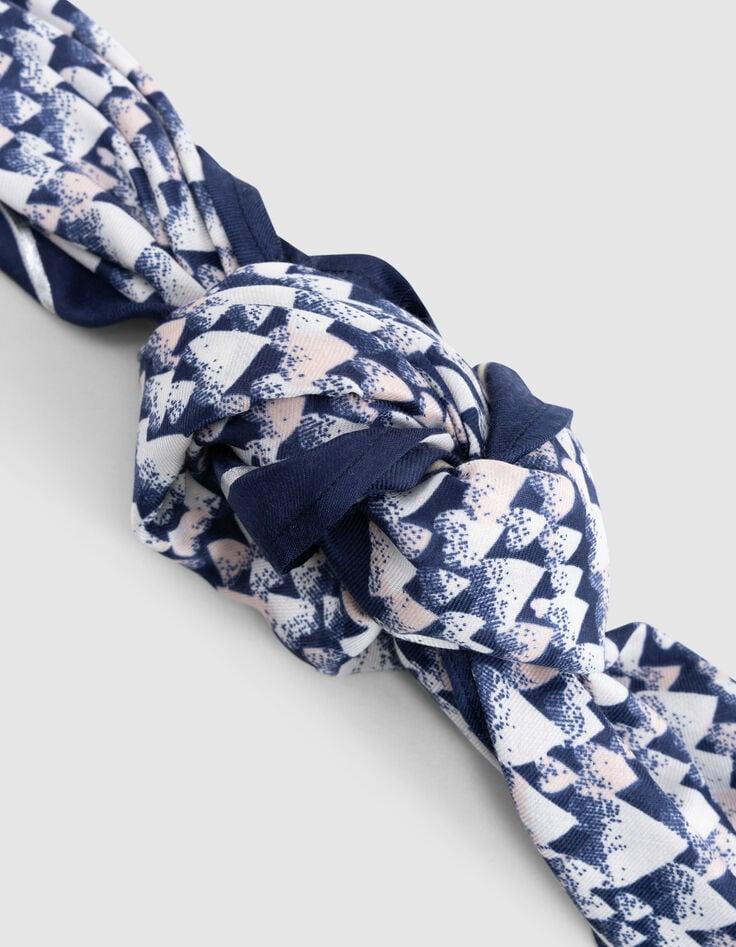 Ikks Foulard Carré Bleu Imprimé Coeurs Rouges Fille