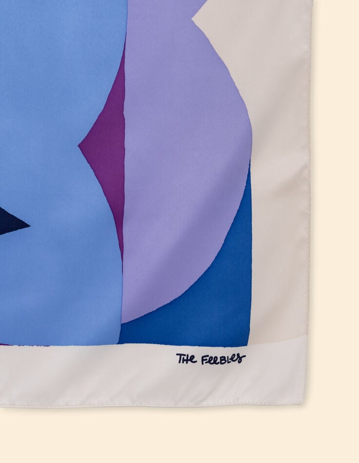 Ikks Foulard Carré Bleu Visuel Floral Graphique I.Code X THE FEEBLES