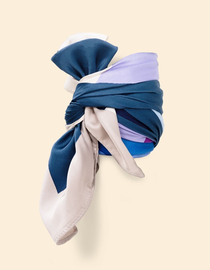 Ikks Foulard Carré Bleu Visuel Floral Graphique I.Code X THE FEEBLES