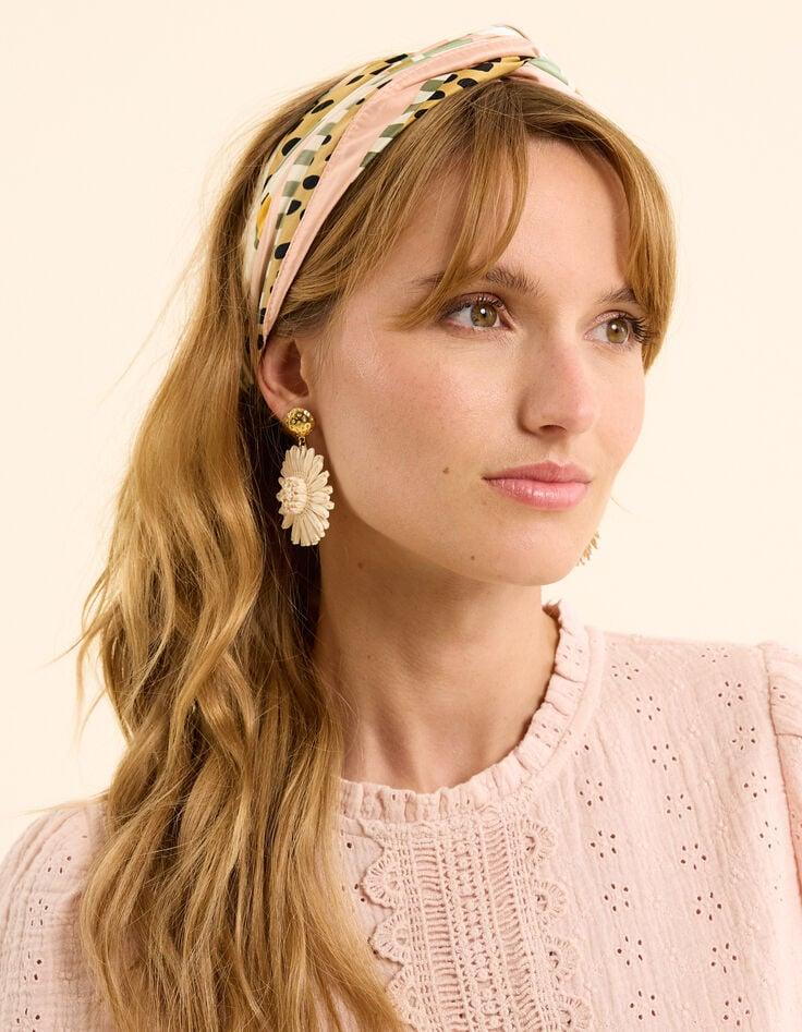 Ikks Foulard Carré Camel Imprimé Feuilles Et Bananes Et Message I.Code