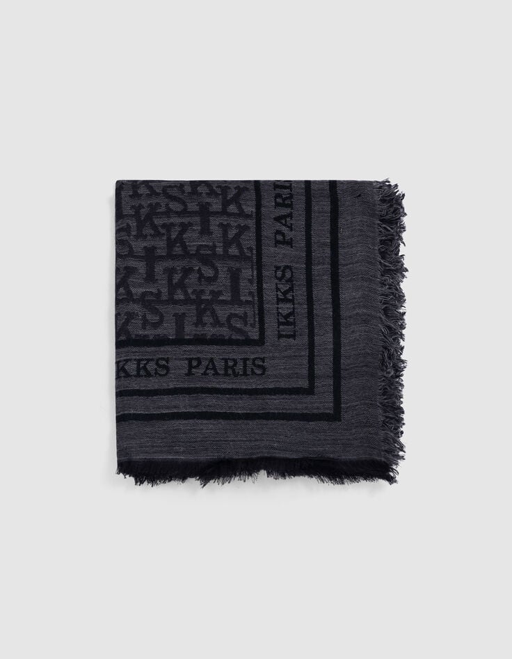Ikks Foulard Carré Gris Jacquard Motif Monogramme IKKS Femme
