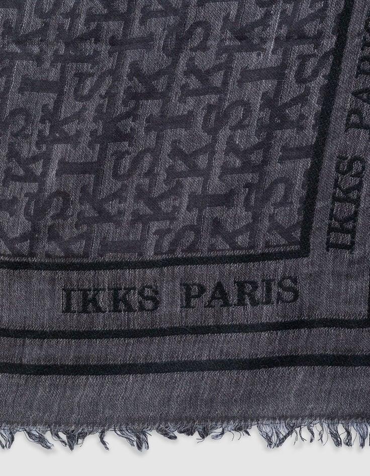 Ikks Foulard Carré Gris Jacquard Motif Monogramme IKKS Femme
