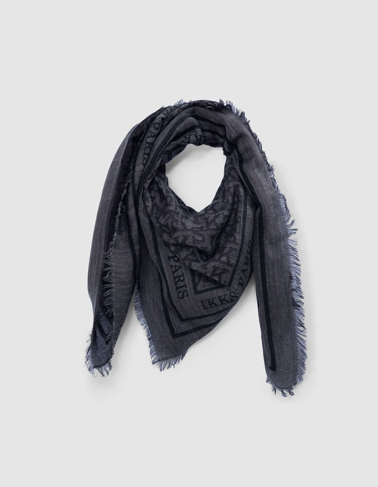 ikks Foulard carré gris jacquard motif monogramme IKKS Femme