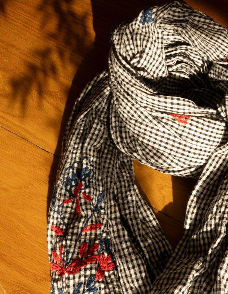 Ikks Foulard écru Motif Vichy Broderies Couleur I.Code