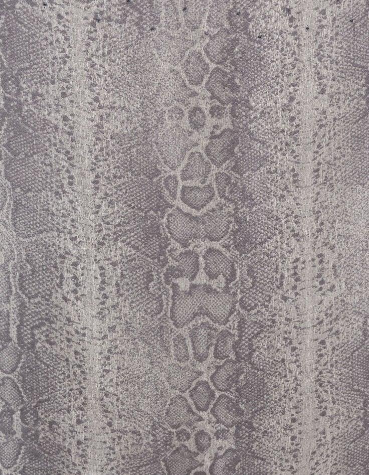 Ikks Foulard Gris Jacquard Motif Python Et Décor Perles Femme