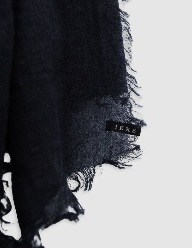 Ikks Foulard Noir Jacquard Et Broderie Messages Femme