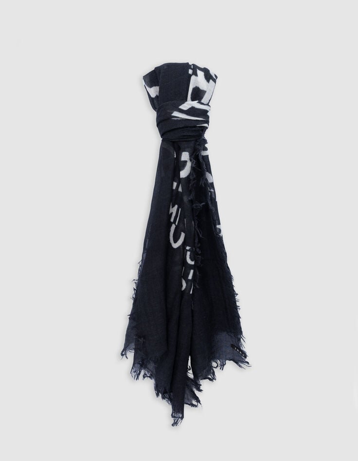 ikks Foulard noir jacquard et broderie messages Femme