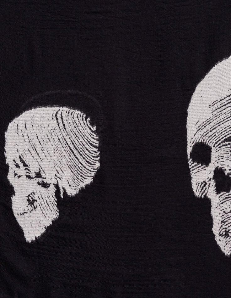 Ikks Foulard Noir Jacquard Têtes De Mort écrues Femme