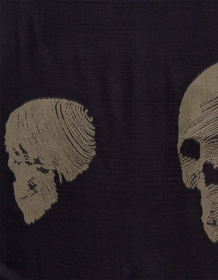Ikks Foulard Noir Jacquard Têtes De Mort Kaki Femme