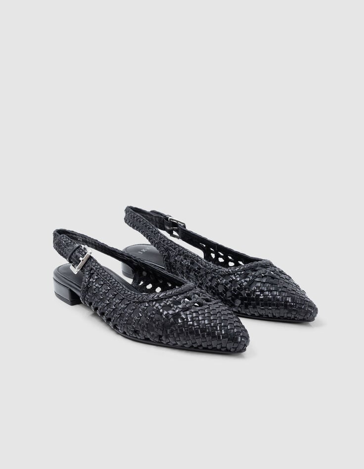 Ikks Ballerines-slingback Noires Effet Cuir