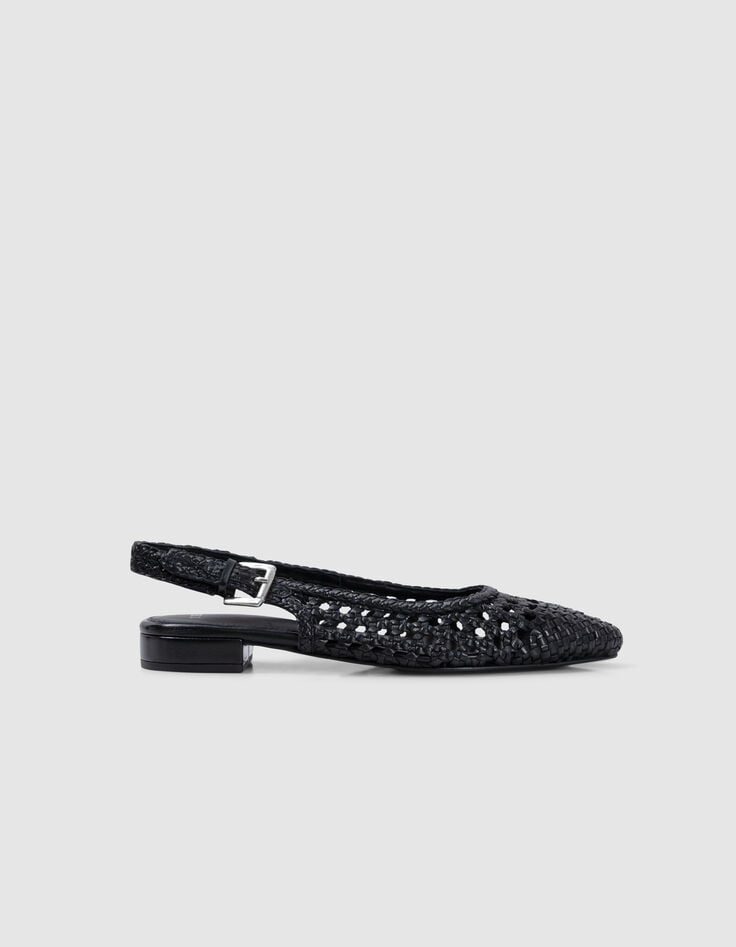 ikks Ballerines-slingback noires effet cuir