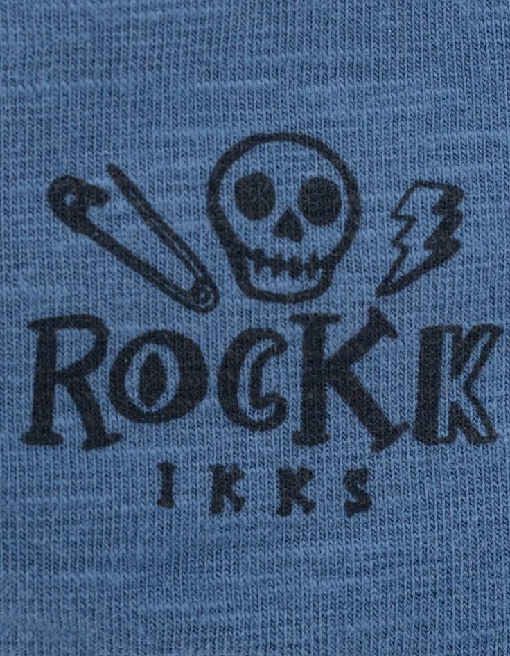 Ikks Bavoir Bleu Print Rock Coton Bio Bébé