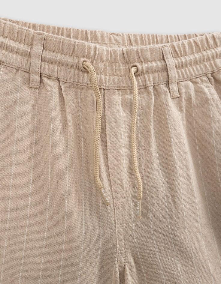 Ikks Bermuda Beige Coton Bio Motifs Rayures Garçon